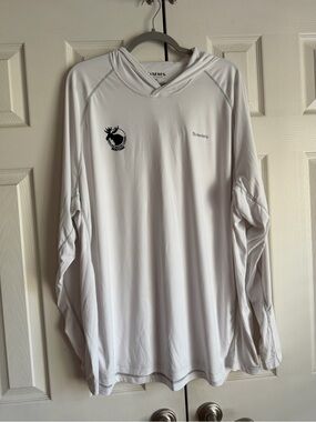 Simms White Hooded Sun Shirt with Small Logo 3x